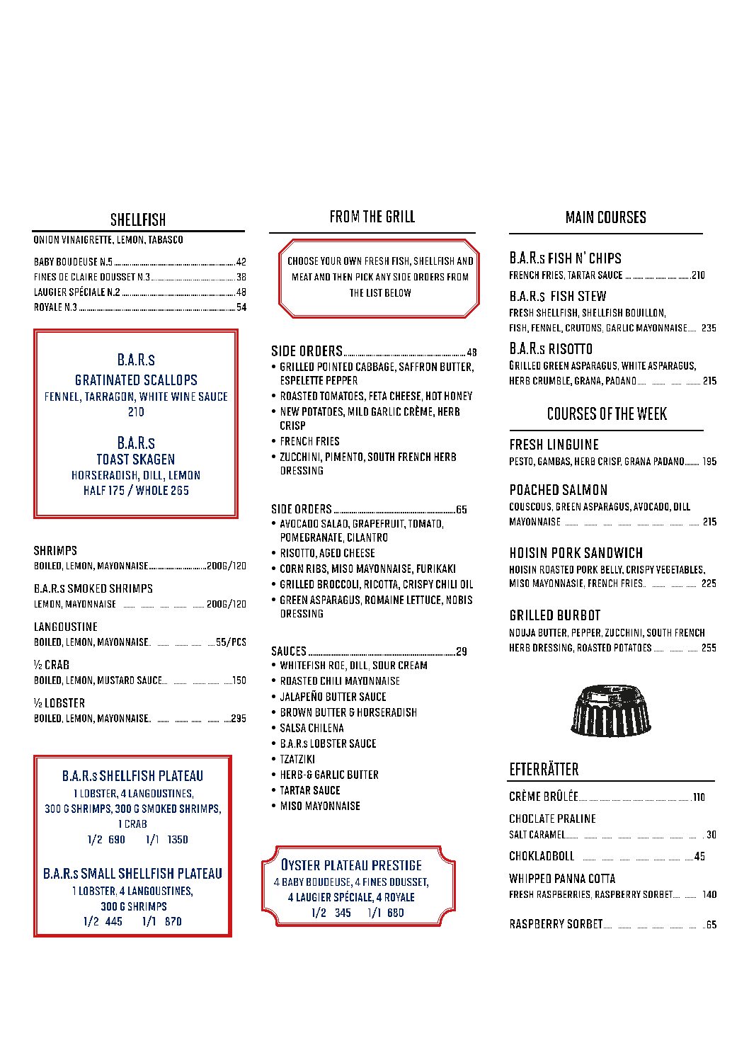 Lunch menu w.22