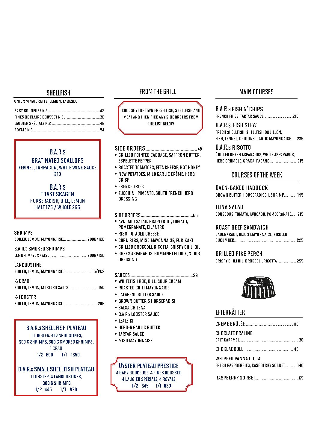 Lunch menu w.23