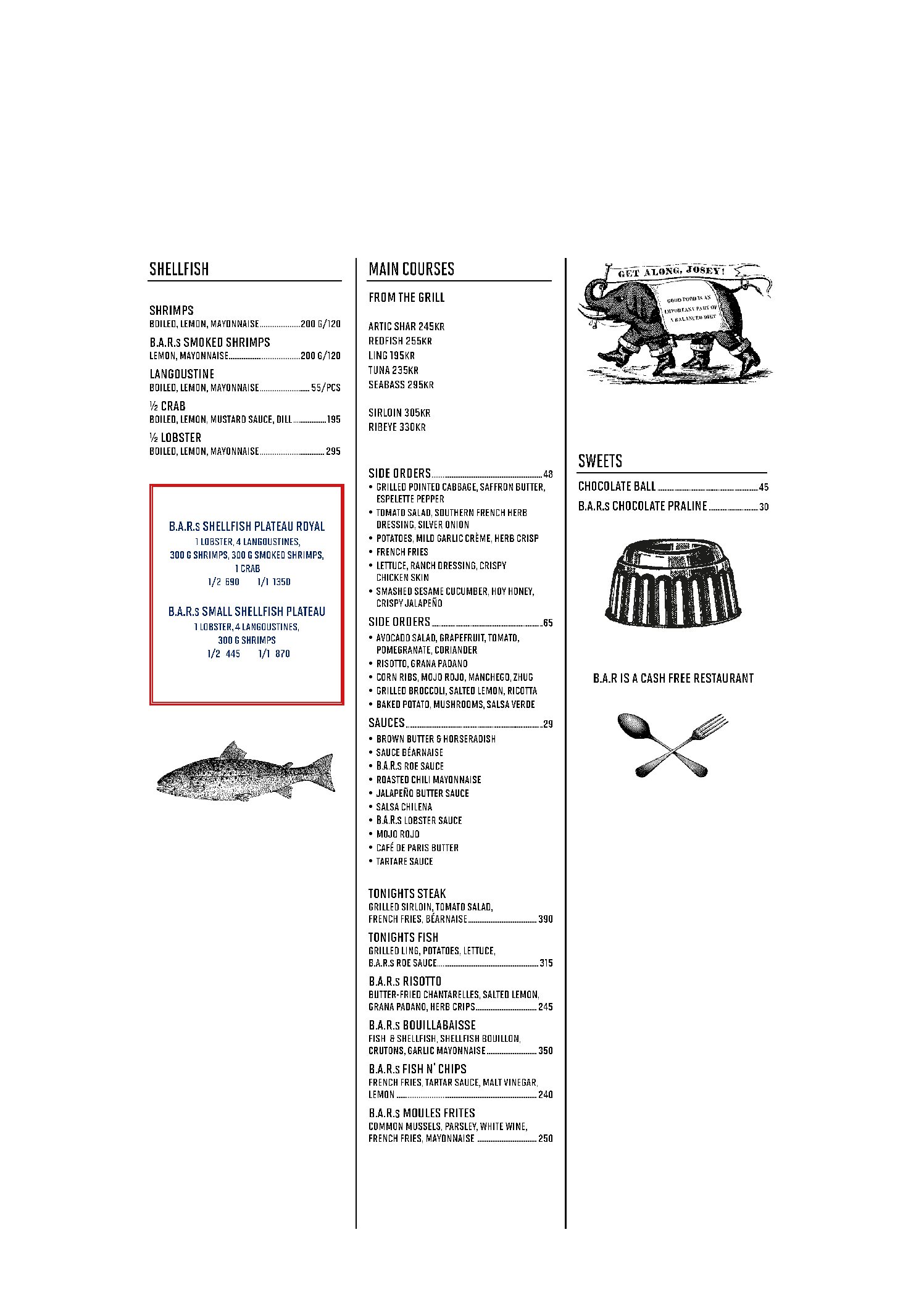 Take away menu