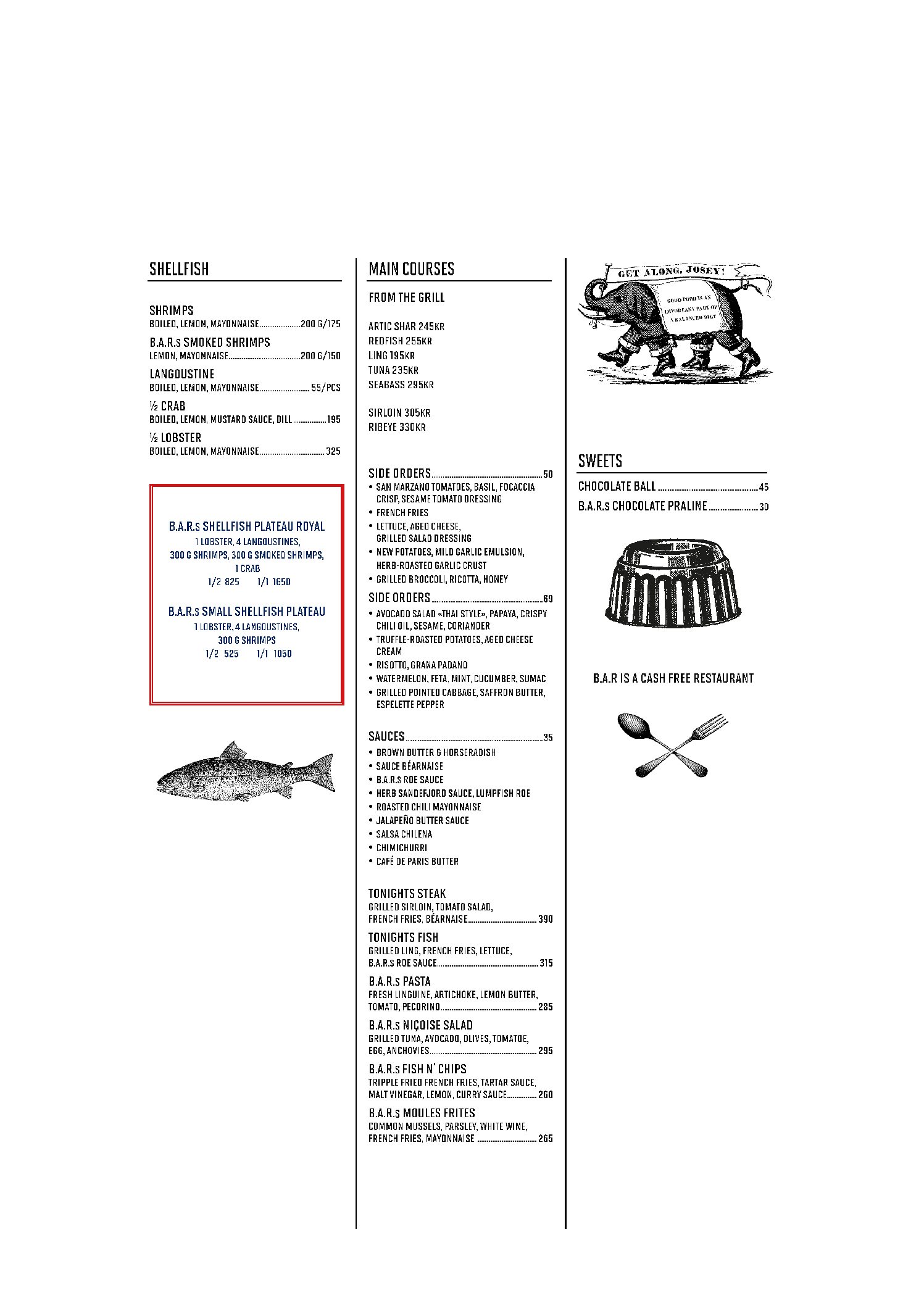 Take away menu